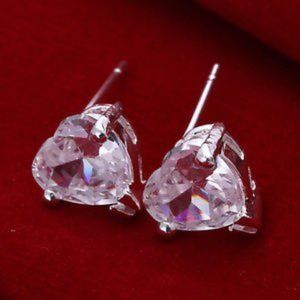 Earrings ~ .925 ~ Heart ~ Swarovski ~ Crystal ~ Post  ~ Sterling Silver